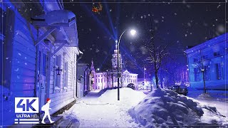 Cozy Christmas Snowfall Walk, Hamina, Finland - Slow TV 4K