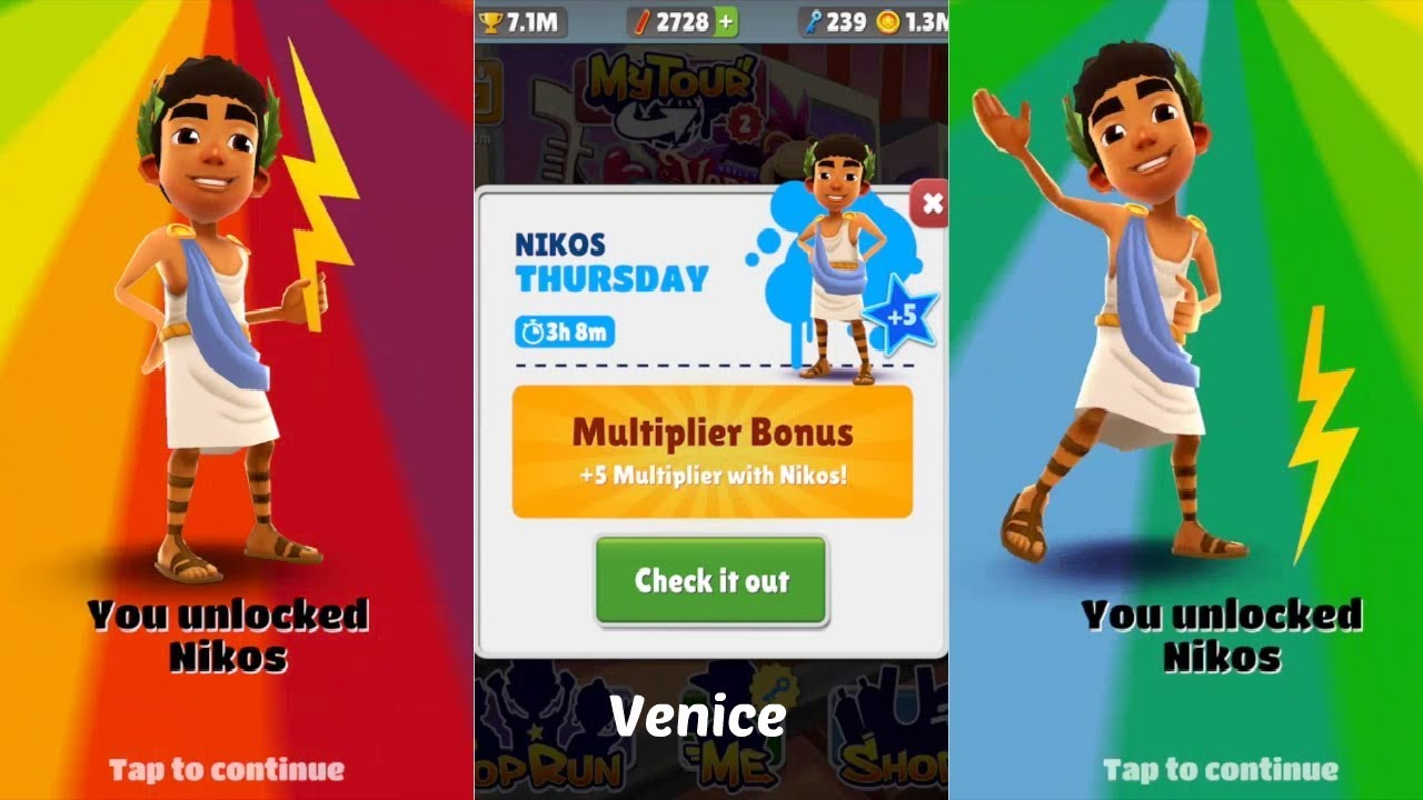 Subway Surfers: Venice (Nikos "Thursday" Multiplier Bonus!) Gameplay On IOS