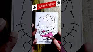 Coloring Easy Hello Kitty with crown and sash #shorts #coloringvideos #coloringbook #coloringpages
