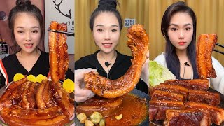 ASMR SOSLU ÇİN YEMEKLERİ SPICY CHINESE FOOD 吃辛辣的中国菜 (Pork Belly) 🍖MUKBANG 먹방 🌶