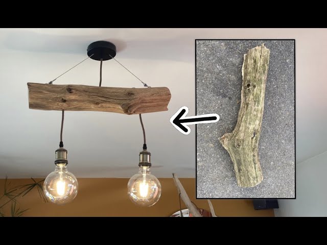Fabrication d'un lustre en bois à deux ampoules - (étape par étape) 
