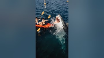 POV: Two men are attacked by a shark while they were in a kayak on the ocean #pov #kayak #ai #attack