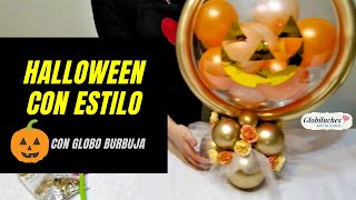Calabaza con globos para un Halloween elegante / Pumpkin with balloons for a fancy Halloween