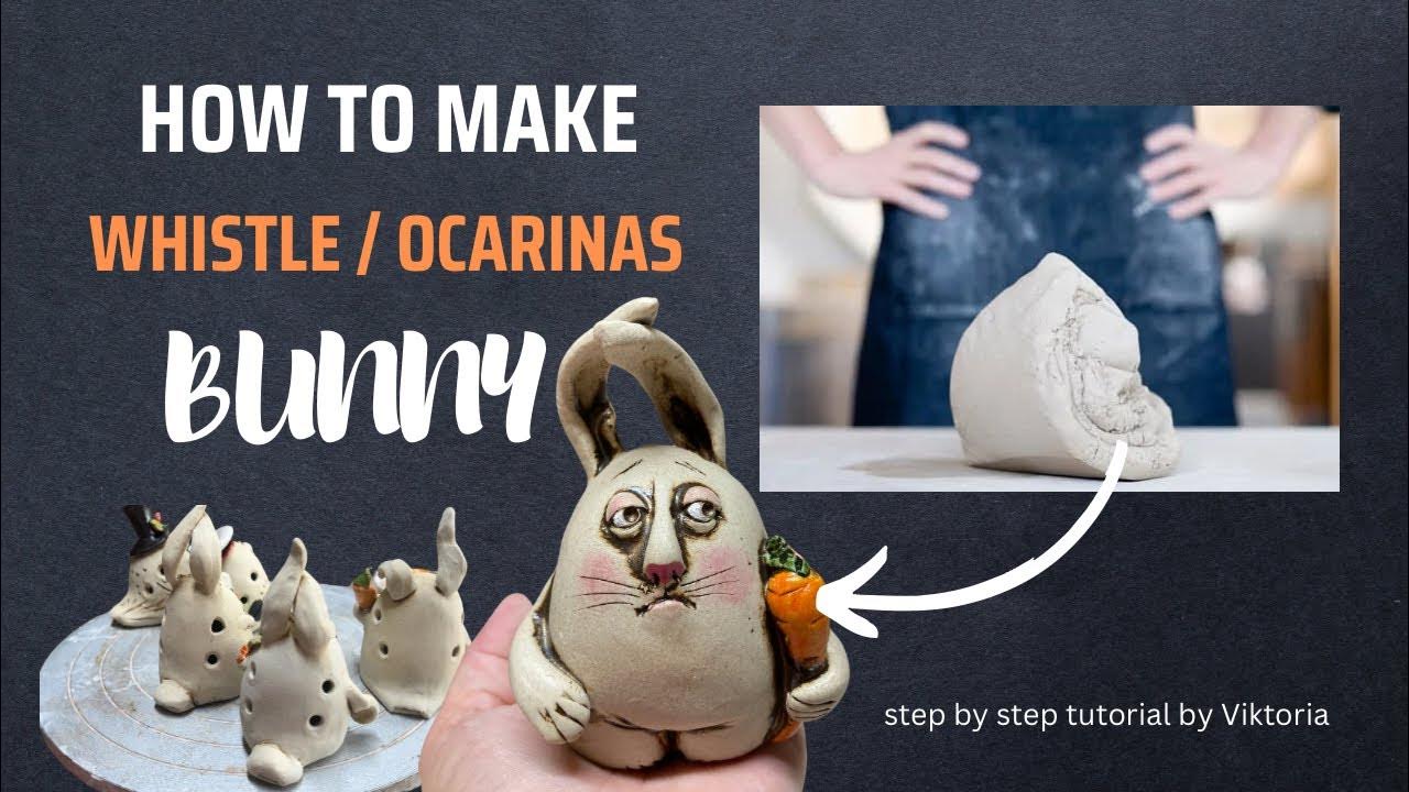 How to make Bunny Whistle Ocarinas flute out of clay YouTube