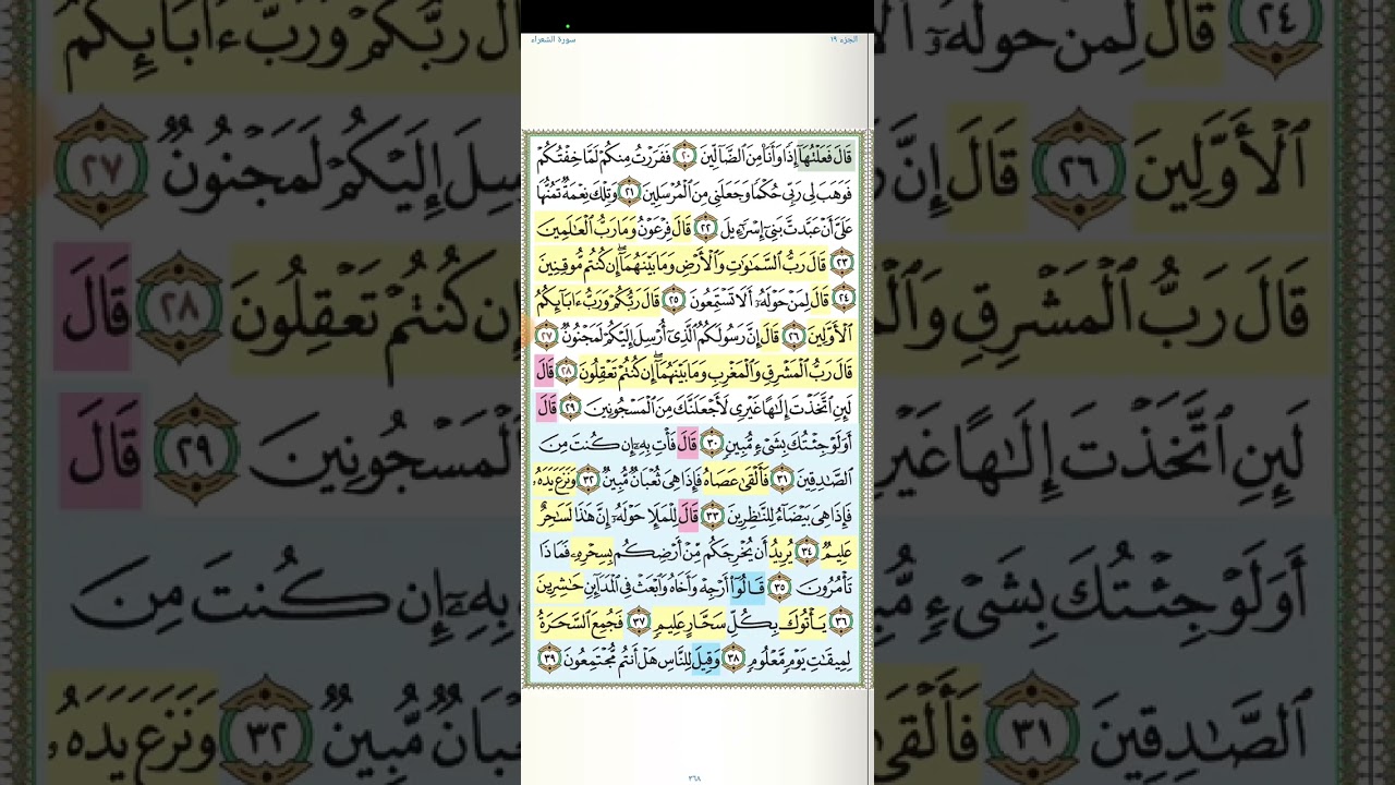 تثبيت وتربيط الربع الأول من سورة الشعراء[ من ايه١ حتى ايه ٥١ ]