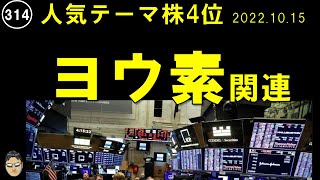 ヨウ素関連人気テーマ株４位