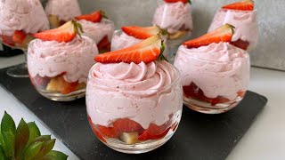 Mousse aux fraises موس الفراولة/تحلية الفراولة بدون جيلاتين وبدون بيض