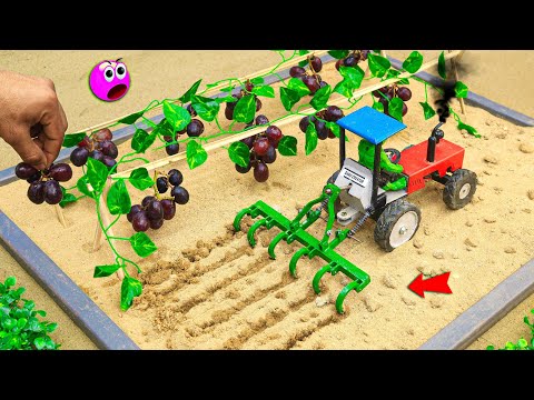 Diy mini tractor making modern agriculture plough machine for grape farming @sanocreator