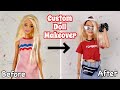 Custom Trendy Barbie Doll Makeover Transformation!😱 Doll Tattoo| Repaint| Color Hair| Head Swap