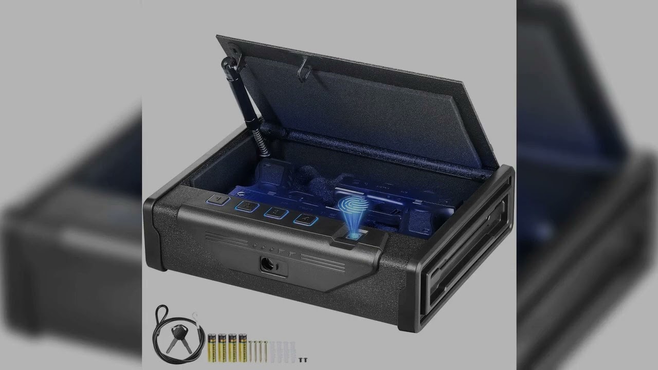A must-have product! SucceBuy Gun Safe Q235 Steel Pistol Safe 3-Way Quick Access Firearm Case Gun