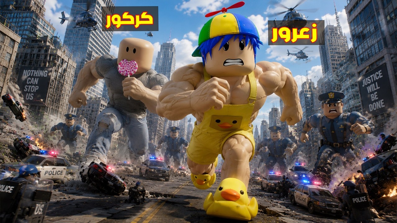 فلم روبلوكس : زعرور العملاق يهرب كركور من السجن و يهرب من اخطر شرطة في العالم 😱🔥