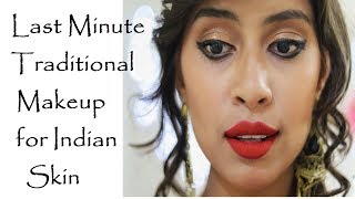 Last Minute Traditional Makeup for Indian Skin | Get ready with me for Diwali 2018