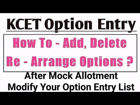 KCET Option Entry | How To - Add, Delete Modify or Rearrange Options in ...