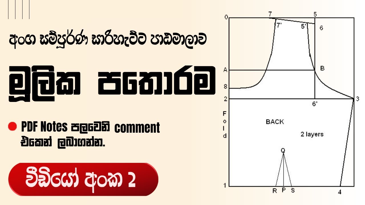 සාරි හැට්ටයක මූලික පතොරම නිර්මාණය කිරීම | How to Draft the Basic Block for a Saree Blouse