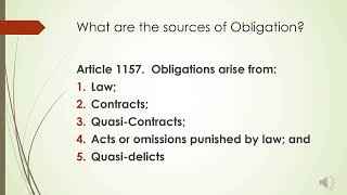 OBLIGATIONS AND CONTRACTS #1: ART 1156-1162