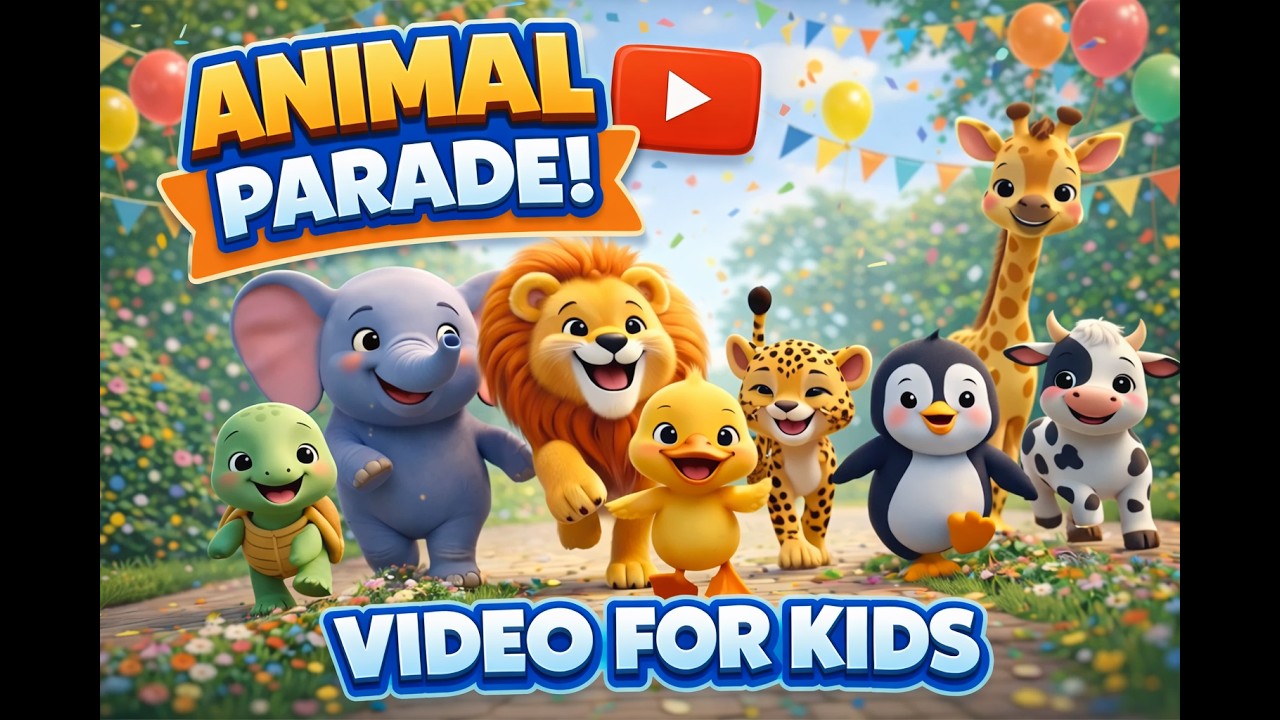 Animal Parade Song 🐥🦁 |Fun Animal Rhyme for Kids | Marching Animals