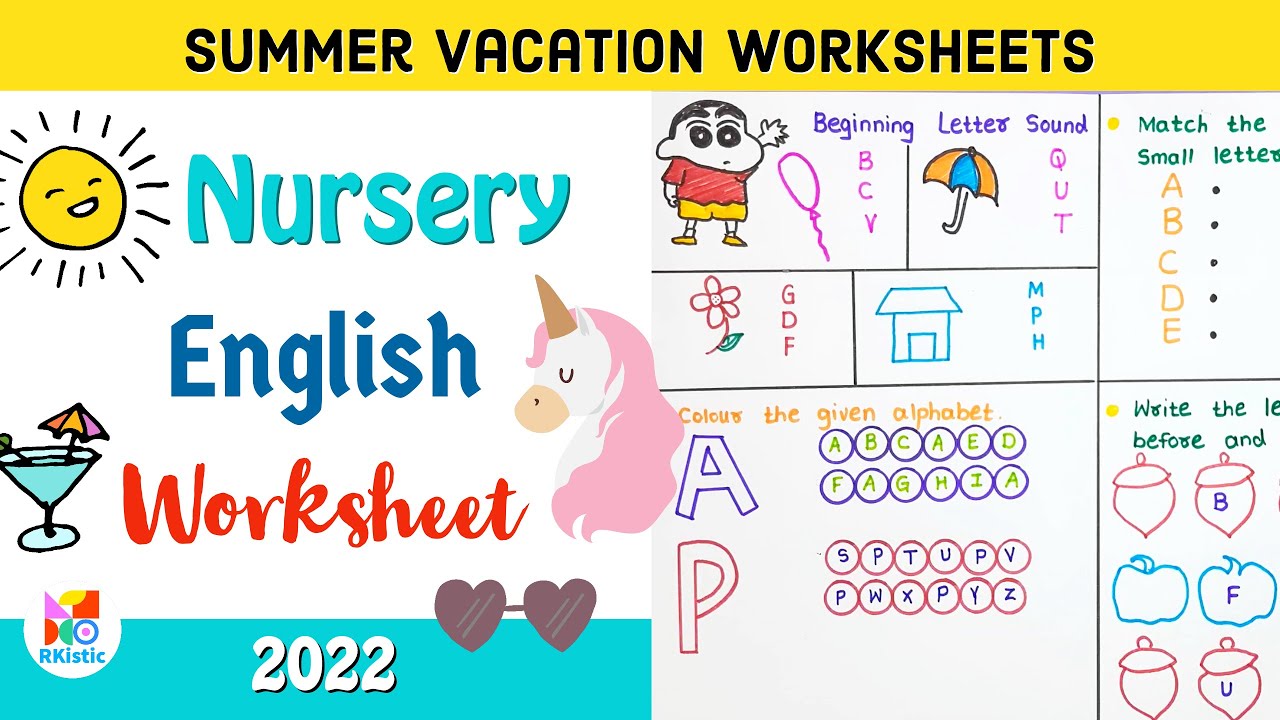 summer vacation worksheets nursery english worksheet english worksheet for nursery class 2022 youtube