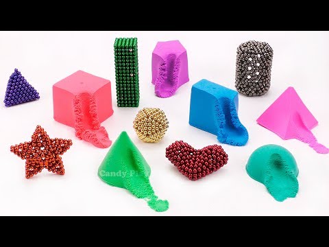 Learn Colors Kinetic Sand Mad Mattr | Learn Geometric Shapes | Playing with 1000 Magnetic Balls