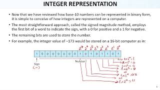 Numerical Methods Lec04 Ch03 Round Off Error 8 Integer Representation