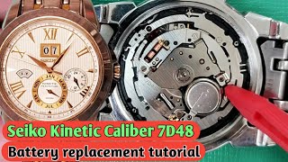 Seiko kinetic 7D48 battery replacement tutorial. - YouTube