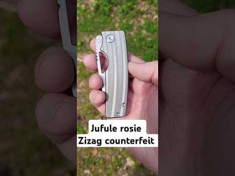 jufule rosie counterfeit knife zigzag pattern 154cm steel tuned lock bar and pivot with lock tight.