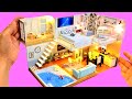 4 DIY MINIATURE DOLLHOUSE ROOMS~ MODERN DOLLHOUSE with SWIMMING POOL