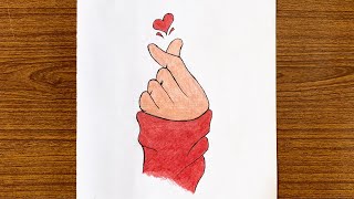 تعليم رسم يد وقلب الحركة الكورية خطوة بخطوة | رسومات سهلة _How to draw Tumblr Korean Heart