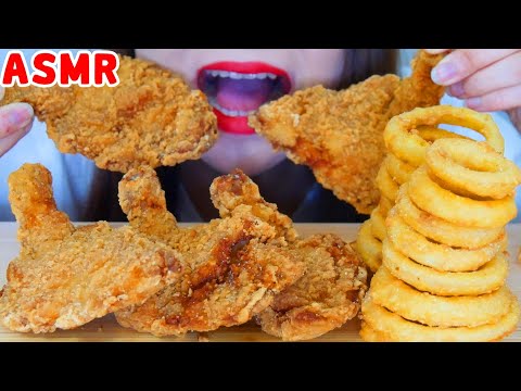 【咀嚼音/ASMR】モスバーガー モスチキンとオニオンリングを食べる音【字幕付】Deep fried chicken and onion rings