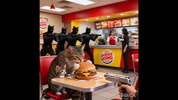 Cat Eating Burger at Burger King Suddenly Robbers Attack! 😱 Police Saves Diwali Night #Shorts #Viral