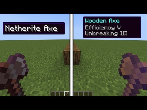 efficiency V wooden axe vs netherite axe