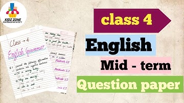 Class 4 English half yearly question paper ।class 4 English mid term exam।Class 4 English worksheet 