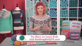 Combine your colorwork swatches to create a pillow, from Knitting Daily TV 1404 with Vickie Howell