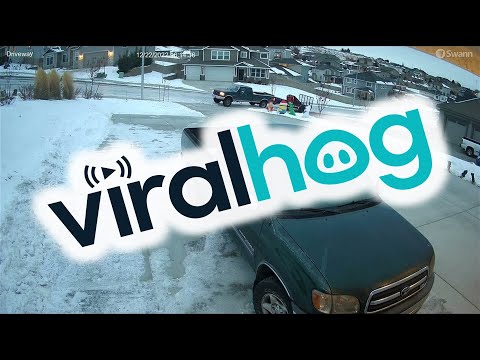Truck and Trailer Spin Out on Ice || ViralHog
