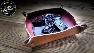 Making a leather Plate from vegetable tanned leather by #wildleathercraft. Macro scene.