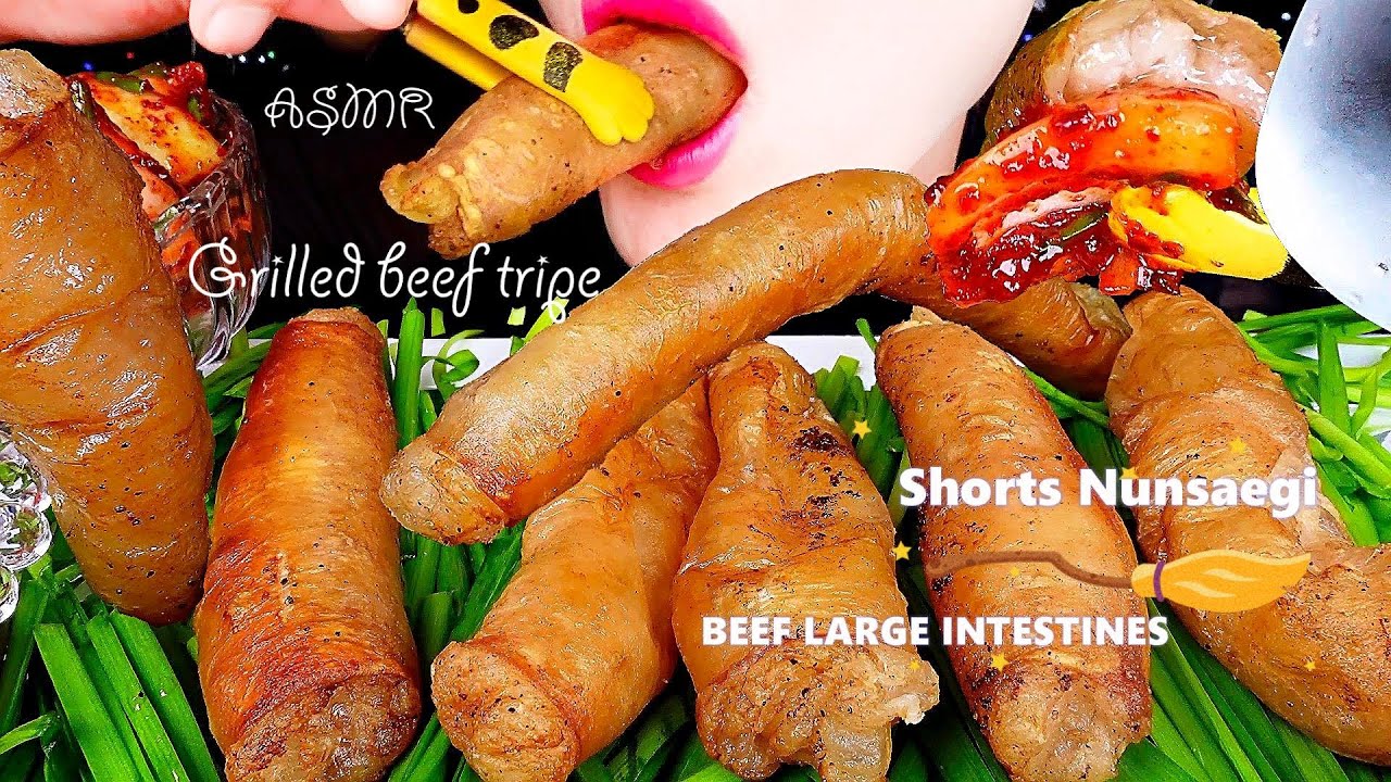 ASMR 바삭촉촉한 통대창 구워서 먹방 BEEF LARGE INTESTINES * CRUNCHY DEACHANG EATING SOUNDS MUKBANG