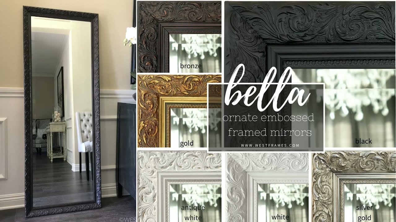 Bella French Ornate Embossed Wood Framed Floor Mirror - West Frames