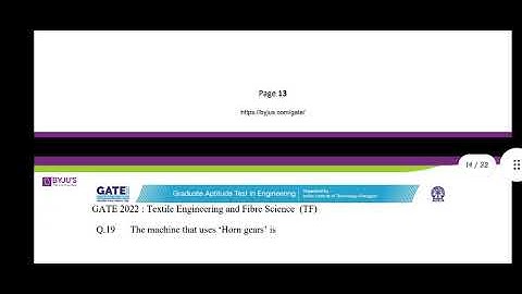 GATE 2022 TEXTILE ENGINEERING & FIBRE SCIENCE QUESTION PAPER