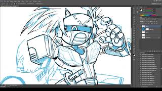 Flint Lineart Process - Super Spark the Electric Jester 64