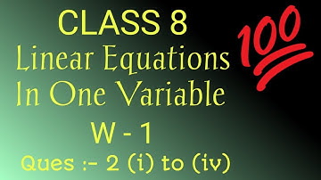 Class 8 Mathematics Chapter 9 Linear equations in one variable | Worksheet - 1 Question - 2 i to iv