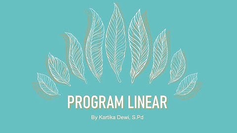 Program Linear | Model Matematika