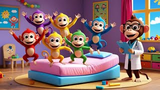 '🎵 Five Little Monkeys Jumping on the Bed - 🎉 The Funniest Kids' Nursery Rhyme Classic! | Sing Along