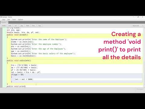 Employee java program | Java | Bluej | Class 10 | Computer