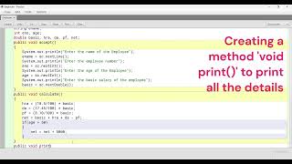 Employee java program | Java | Bluej | Class 10 | Computer