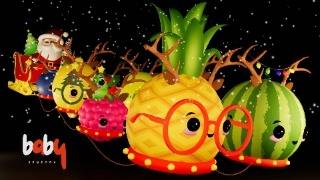 Santa’s Sleigh Ride 🎅 Dancing Fruits as Reindeer 🎄 Baby Sensory Animation