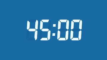 45 Second Digital Countdown Timer | Ice Blue Digits | Deep Sky Blue Background | No Sounds