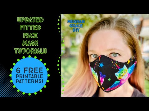 BEST CURVED FITTED DIY FACE MASK WITH FILTER POCKET, NOSE WIRE AND 6 SIZES OF FREE PATTERNS!!