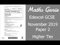 Edexcel GCSE Maths Nov 2019 2H Exam Paper Solution & Walkthrough π