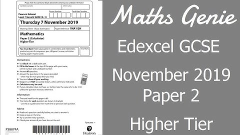 Edexcel GCSE Maths November 2019 2H Exam Paper Walkthrough