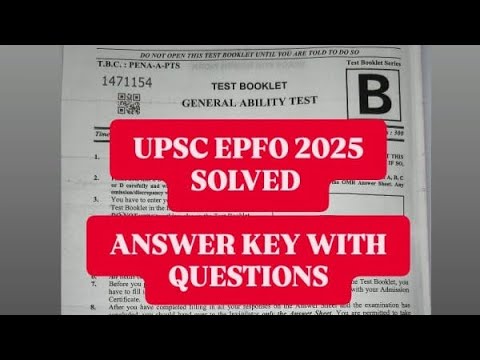 UPSC EPFO 2025 SOLVED PAPER | ANSWER KEY | Complete paper Analysis | # ...
