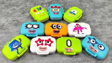 Mixing Rainbow SLIME with Numberblocks in Mini Pill Boxes Coloring! Satisfying ASMR Video